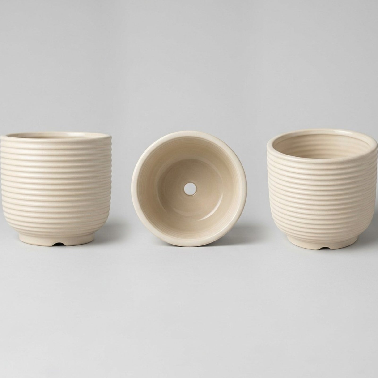Voln Ribbed Ceramic Plant Pot 5 in Sage Green