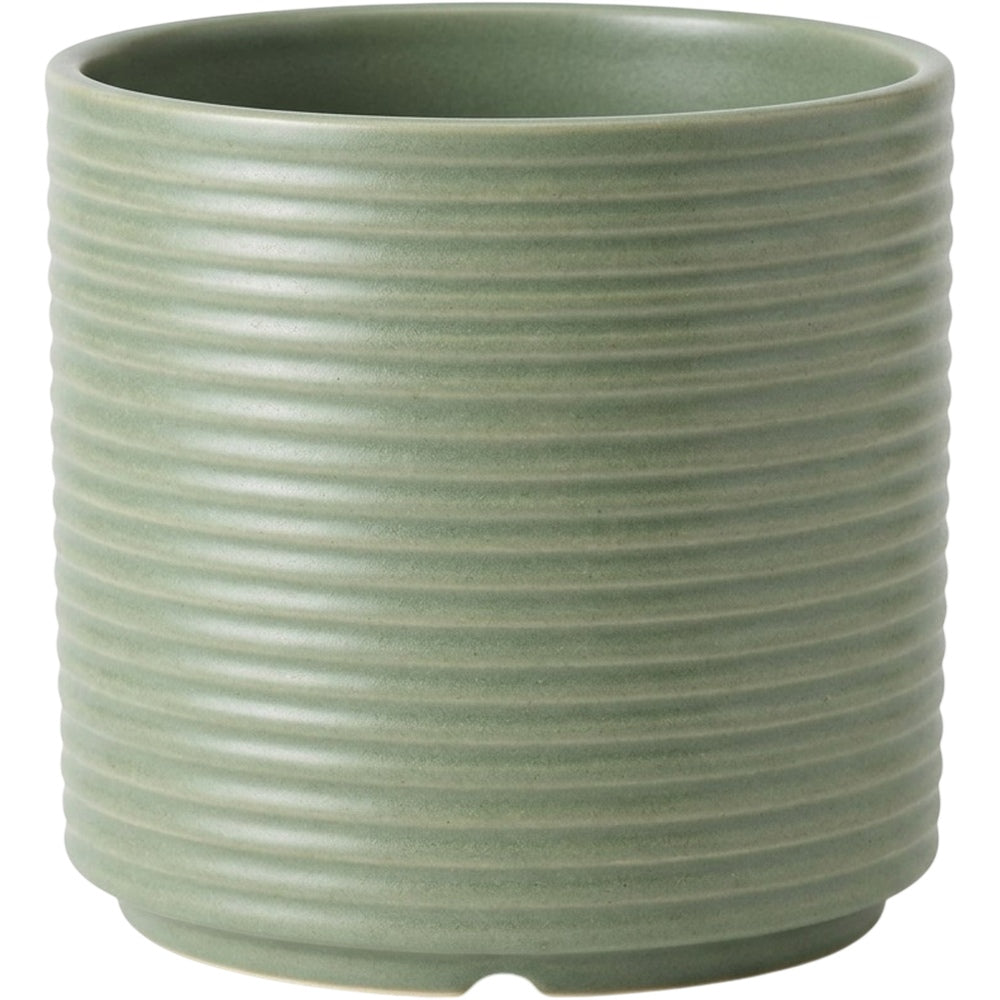 Voln Ribbed Ceramic Plant Pot 5 in Sage Green