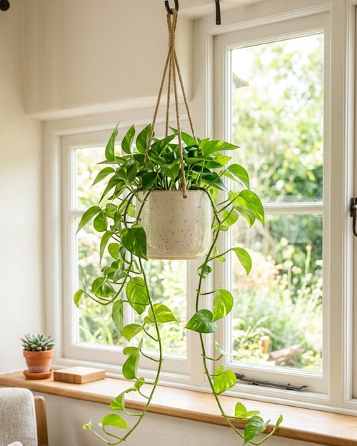 Voln Ceramic Hanging Planter Bowl 7 in Cream