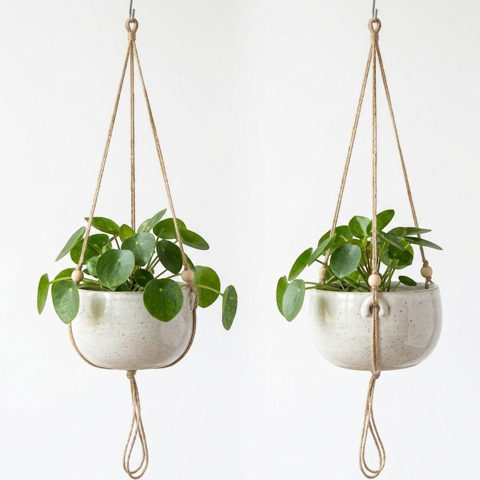 Voln Ceramic Hanging Planter Bowl 7 in Cream