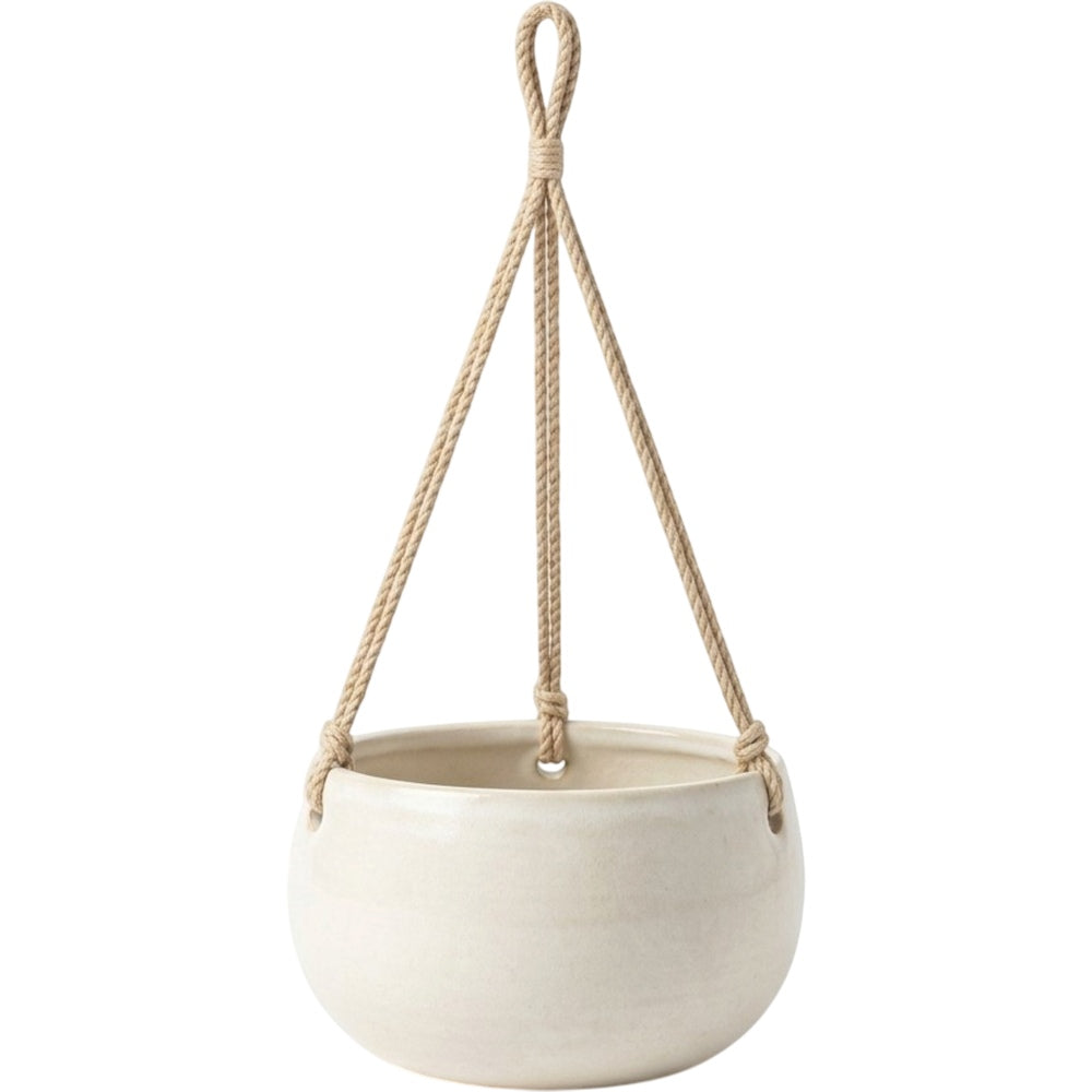 Voln Ceramic Hanging Planter Bowl 7 in Cream