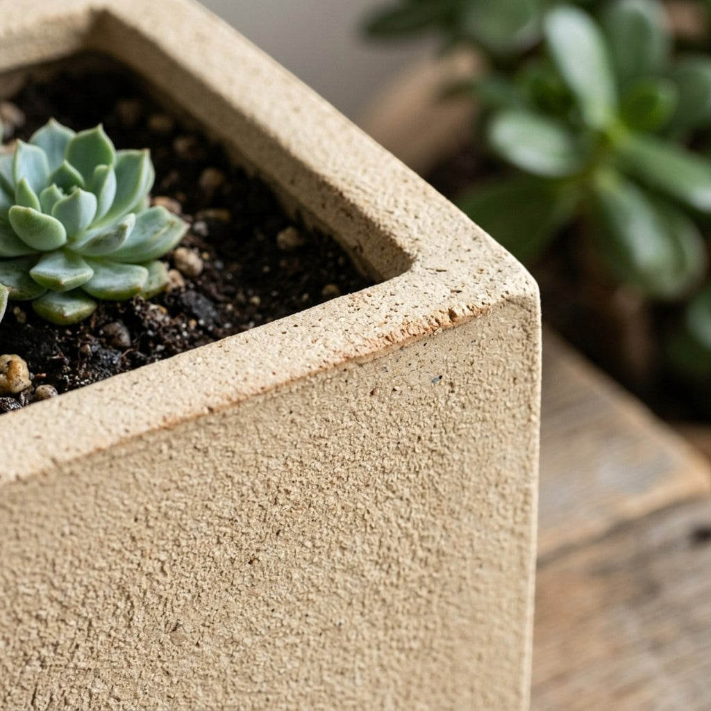 Voln Square Ceramic Succulent Pots 3-Pack 3.5 in Sand