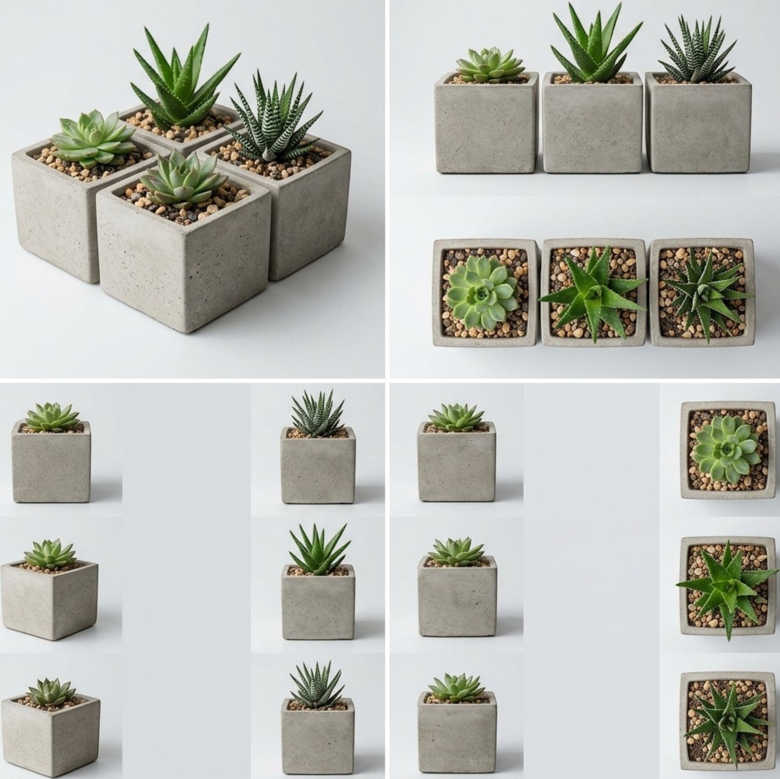 Voln Square Ceramic Succulent Pots 3-Pack 3.5 in Sand