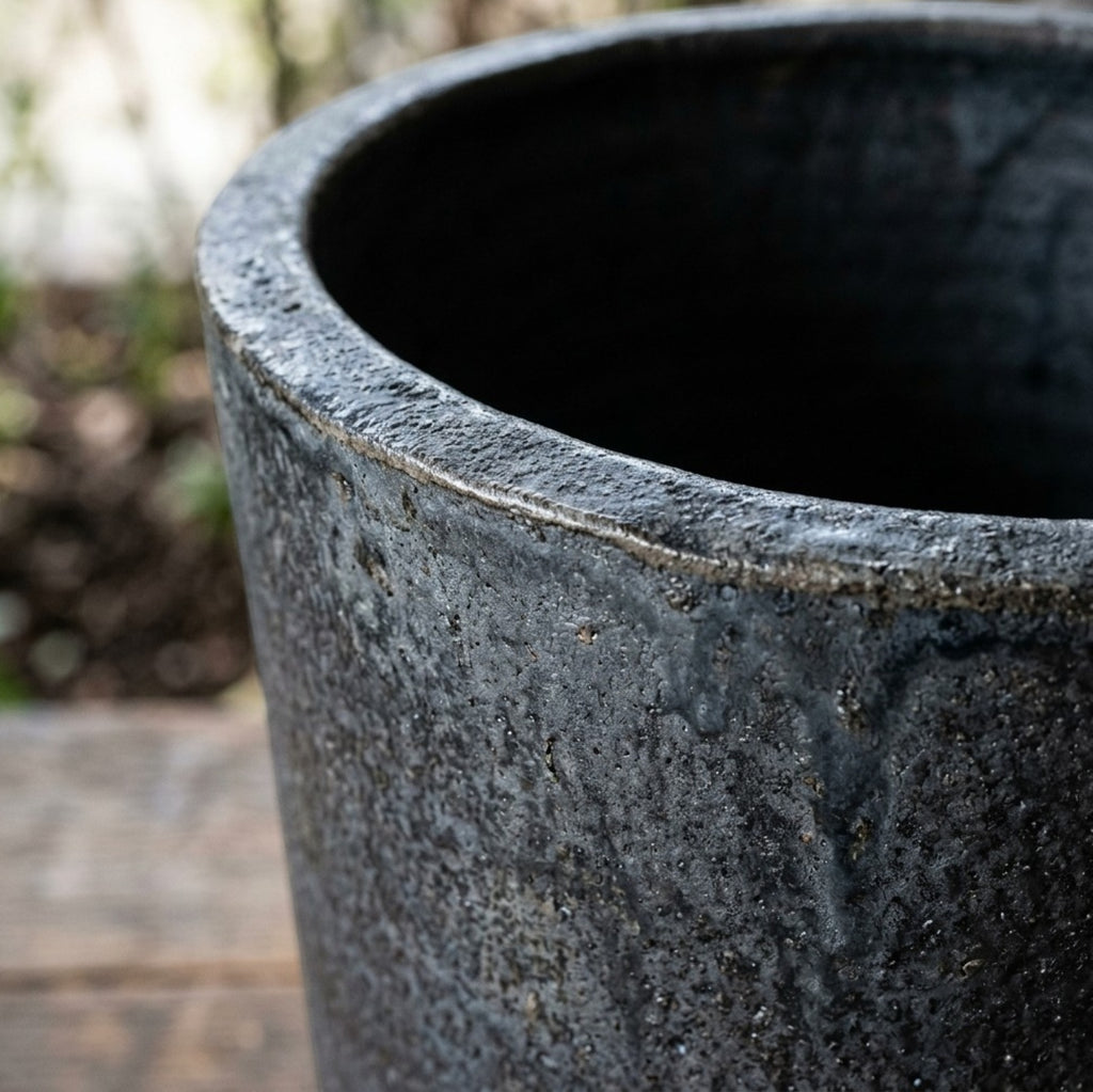 Voln Tall Ceramic Orchid Planter 8 in Charcoal