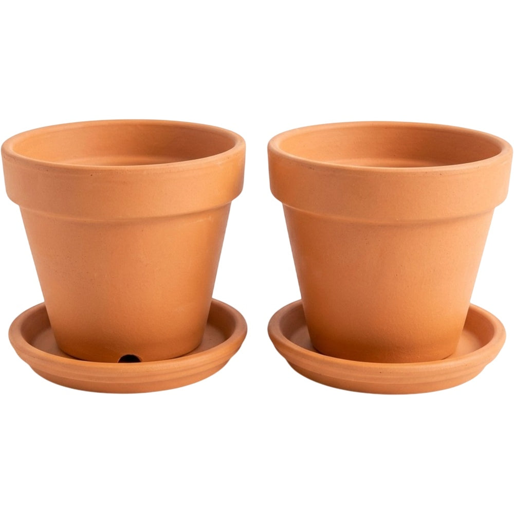 Voln Ceramic Planter Set with Drainage 2-Pack 6 in Terracotta